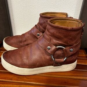 Frye Brown Leather High-Top Sneakers